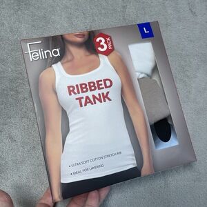 Felina Women's L Ribbed Tank Multicolor Cotton Blend a2011